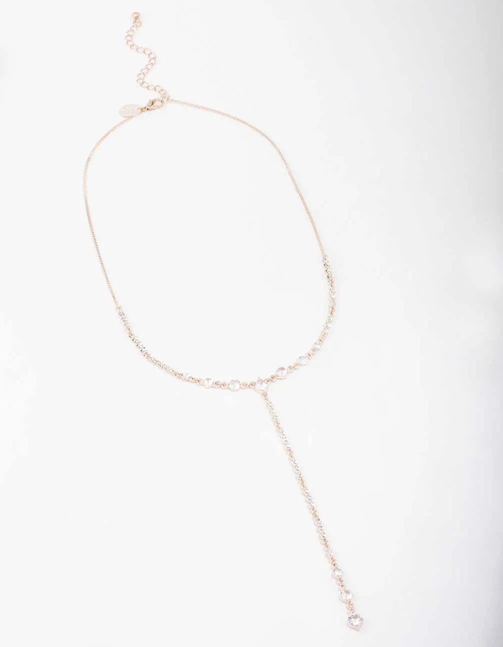 Rose Gold Diamante Lariat Necklace