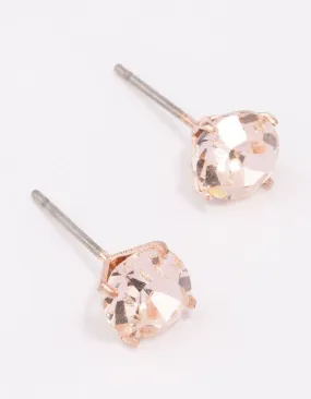 Rose Gold Pink Crystal Stud Earrings