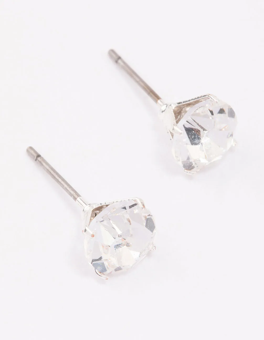 Silver Crystal Stud Earrings 7mm