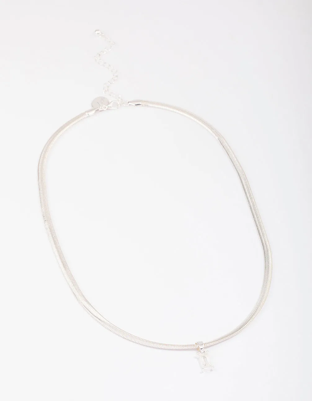 Silver Snake Chain Baguette Necklace