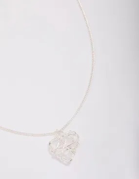 Silver Wrapped Heart Pendant Necklace