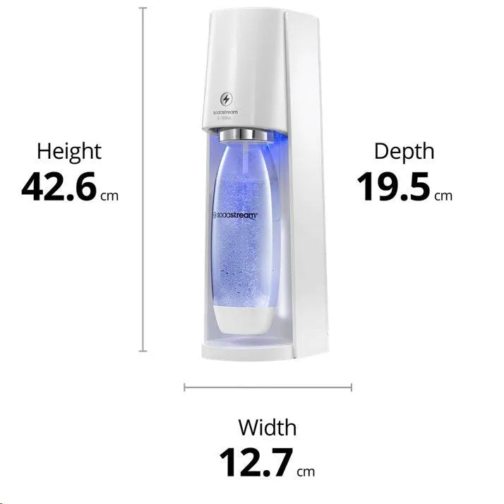 Sodastream E-Terra Starter Pack Soft Fizzy Drink Sparkling Electric Maker Soda Stream White