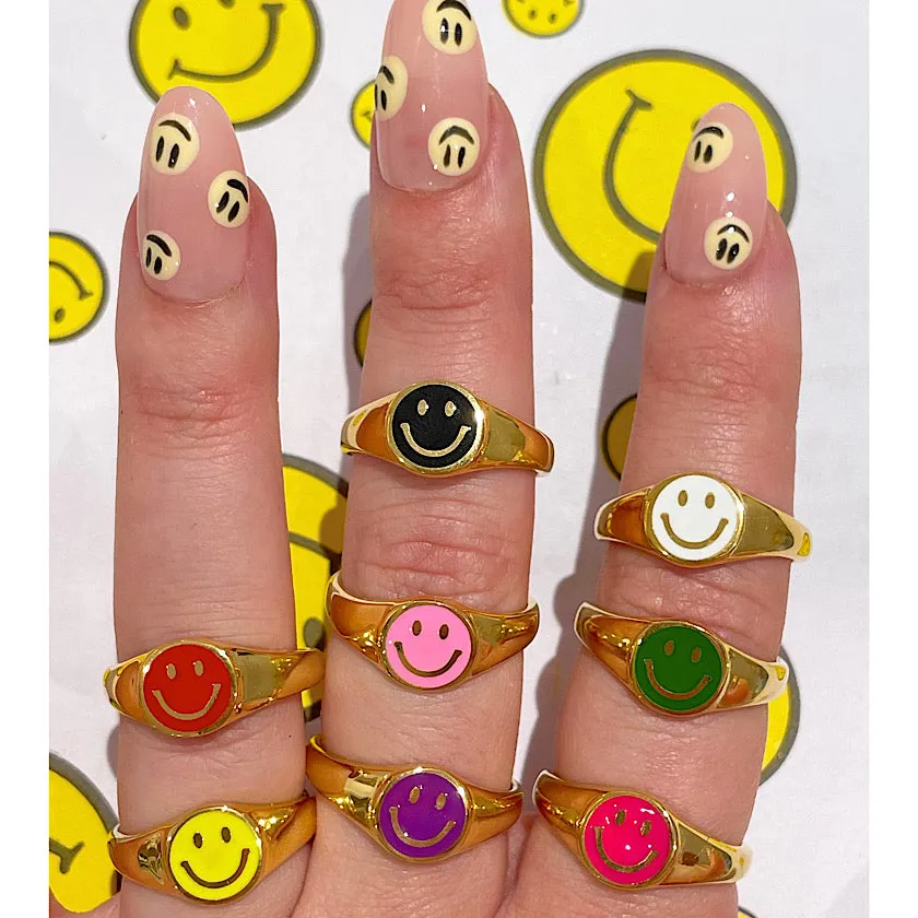 Soho Happy Face Rings Gold