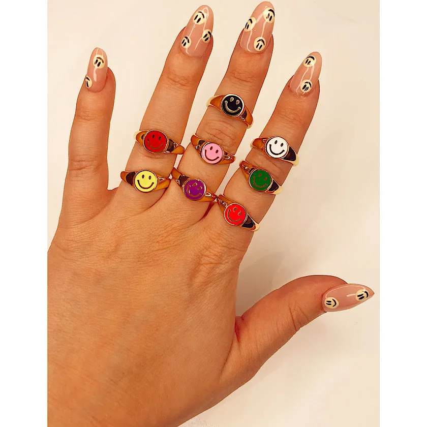 Soho Happy Face Rings Gold