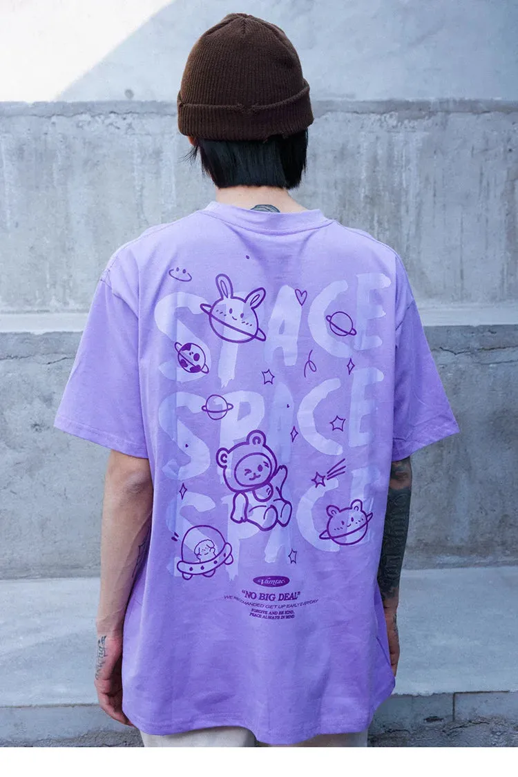 Space Rings  Happy Bear Anime T-Shirt