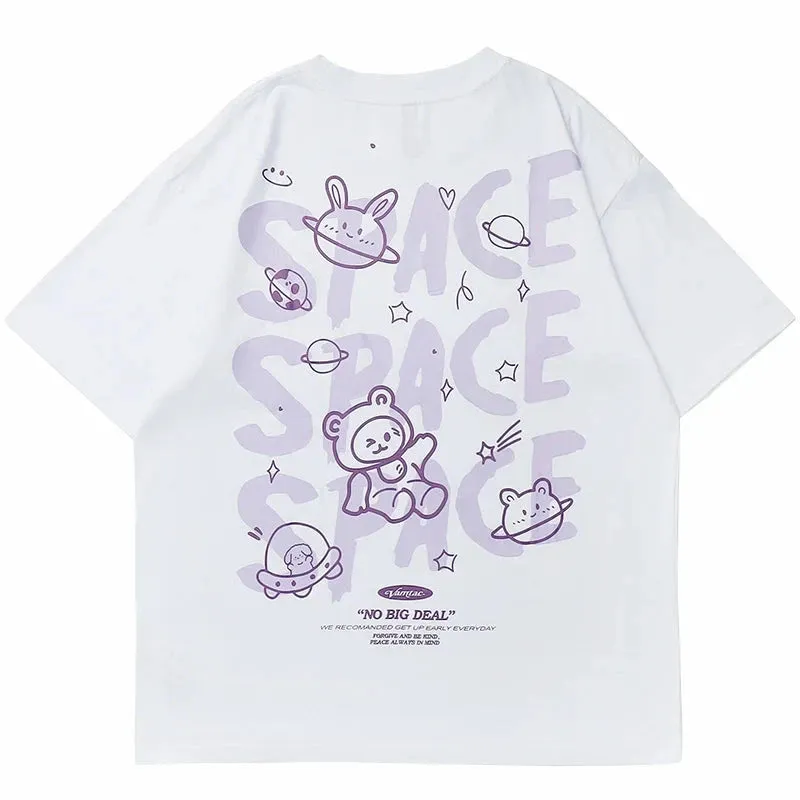 Space Rings  Happy Bear Anime T-Shirt