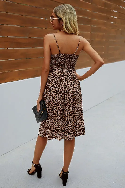 Spaghetti Strap V Neck Print Dress