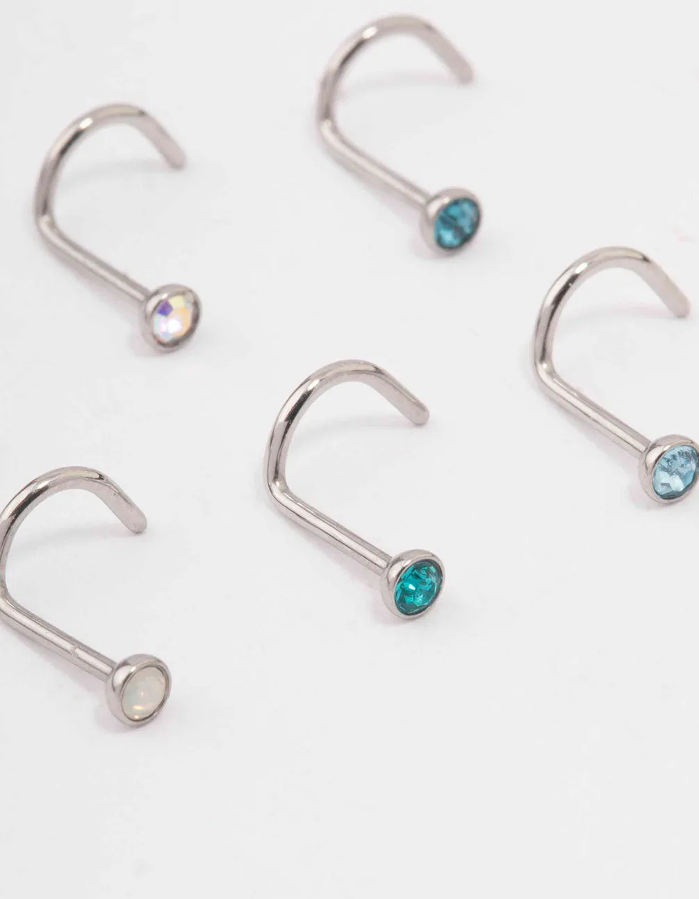 Surgical Steel Blue Mermaid Nose Piercing 6-Pack