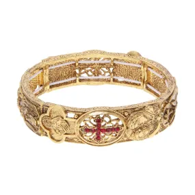 Symbols Of Faith Spiritual Imagery & Light Siam Red Crystal Cross Stretch Bracelet