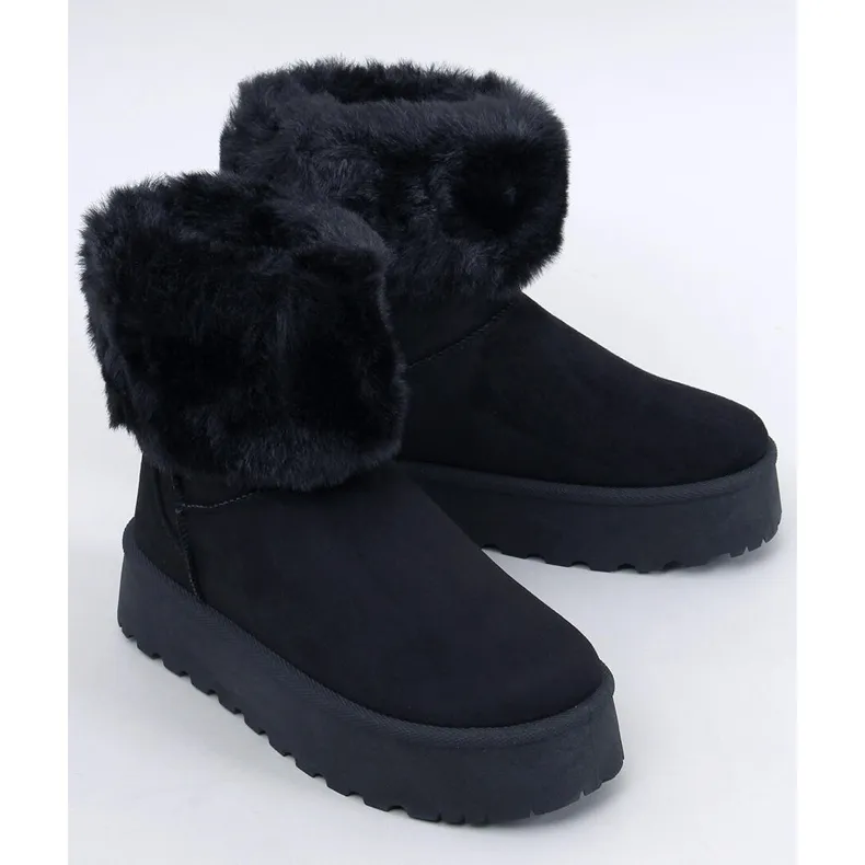 Tayna Black platform snow boots with fur