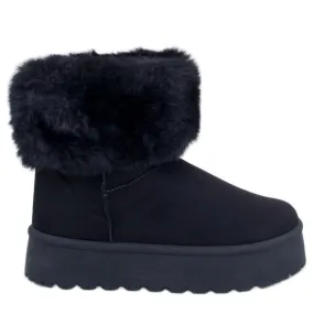 Tayna Black platform snow boots with fur