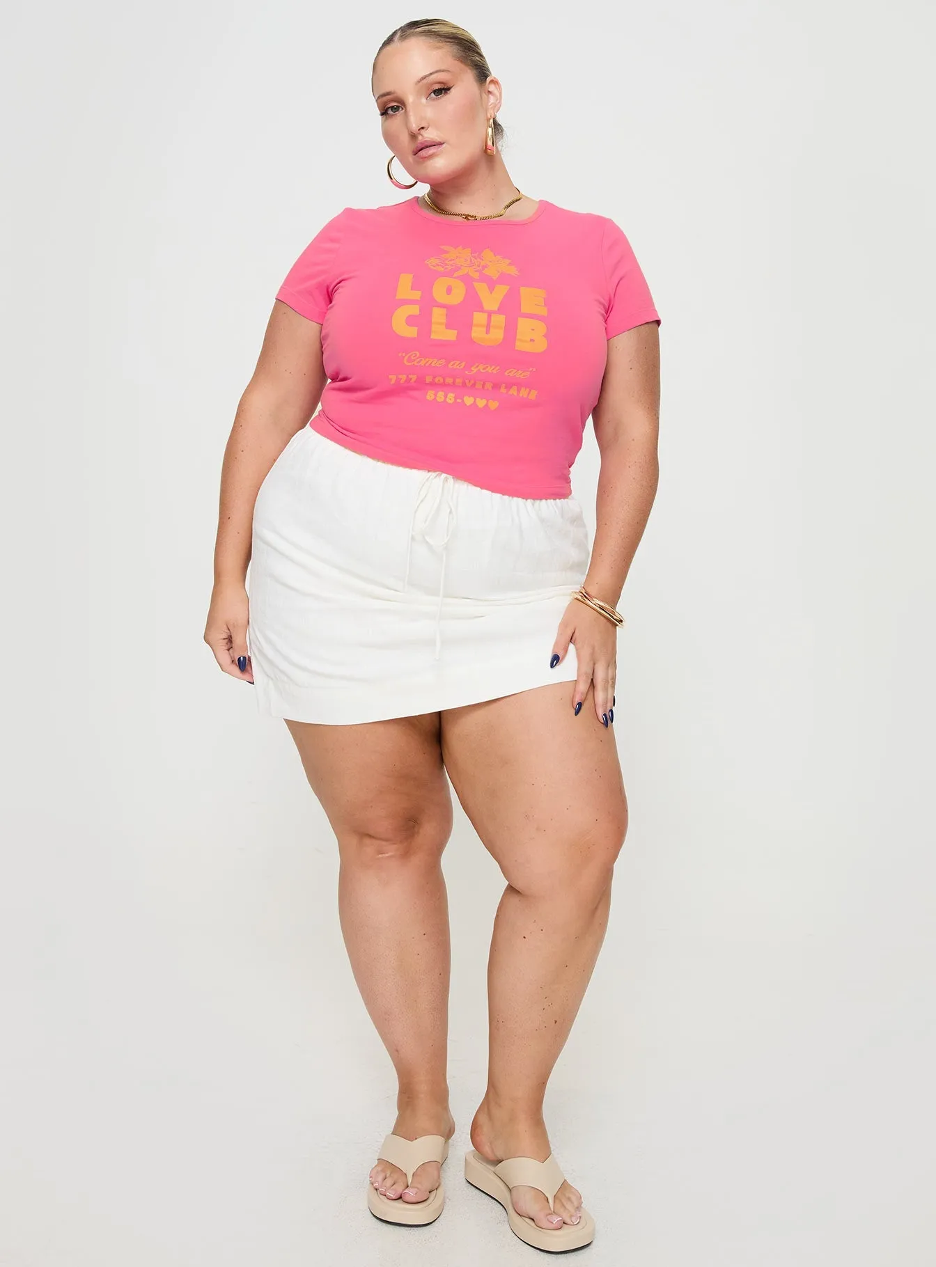 Thread Together Love Club Baby Tee Pink Curve