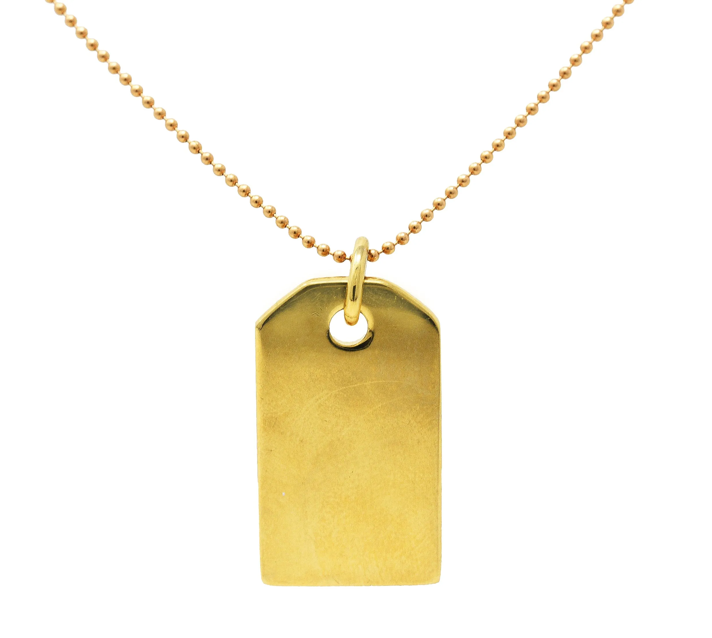 Tiffany & Co. 18 Karat Yellow Gold Vintage Tag Pendant Necklace