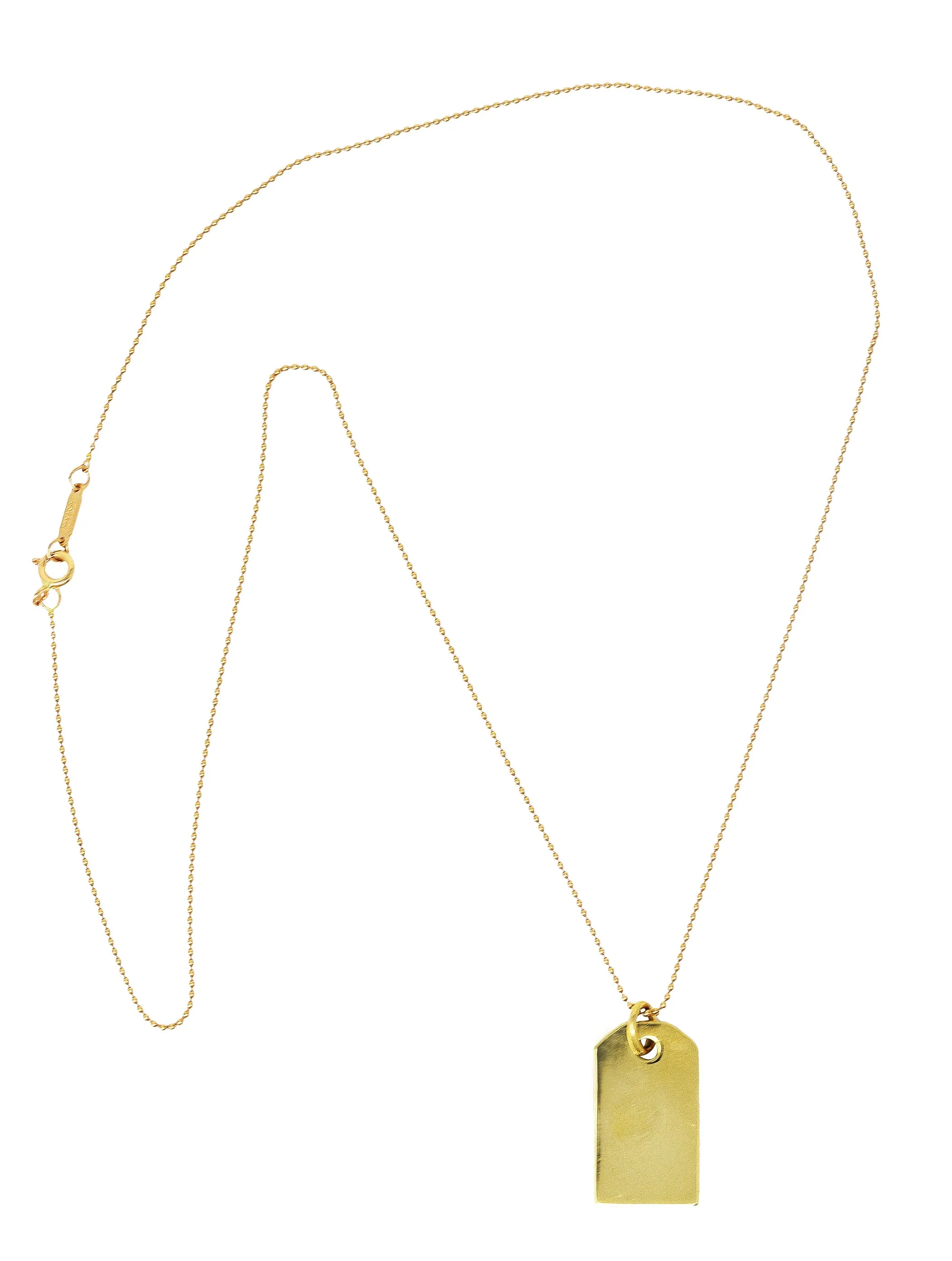 Tiffany & Co. 18 Karat Yellow Gold Vintage Tag Pendant Necklace