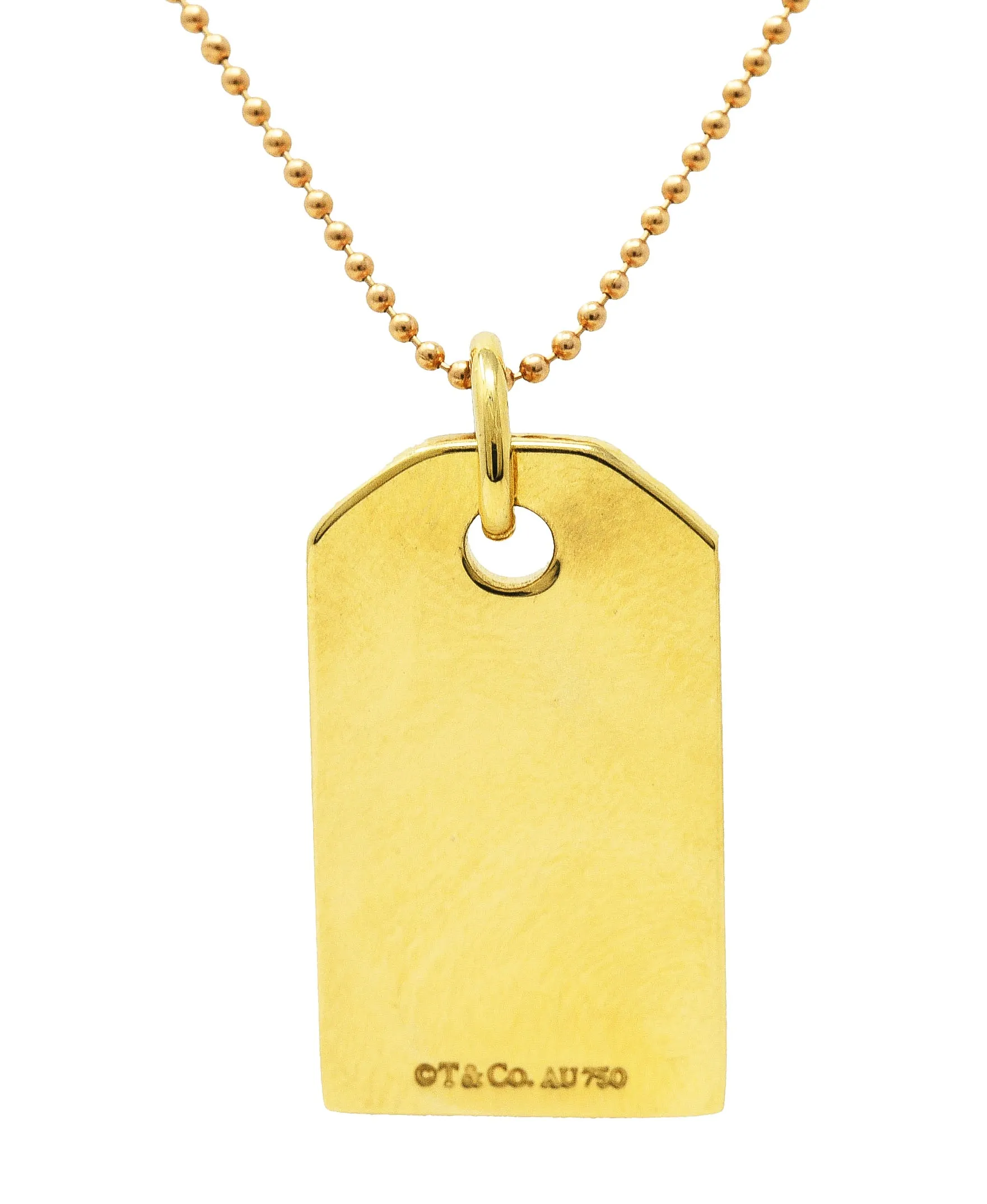 Tiffany & Co. 18 Karat Yellow Gold Vintage Tag Pendant Necklace