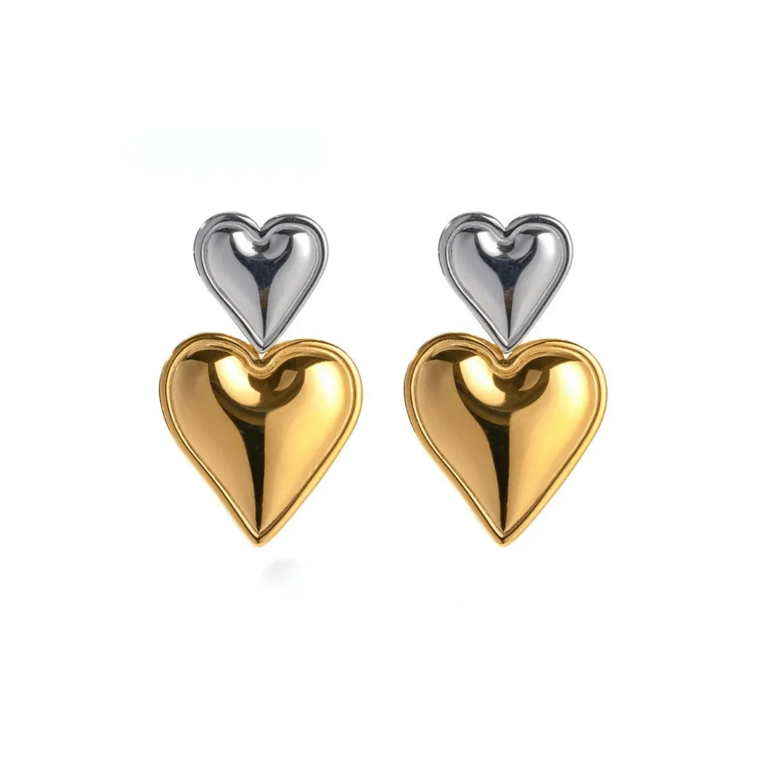 'Tove' Layered Heart Earrings | Mixed Metal