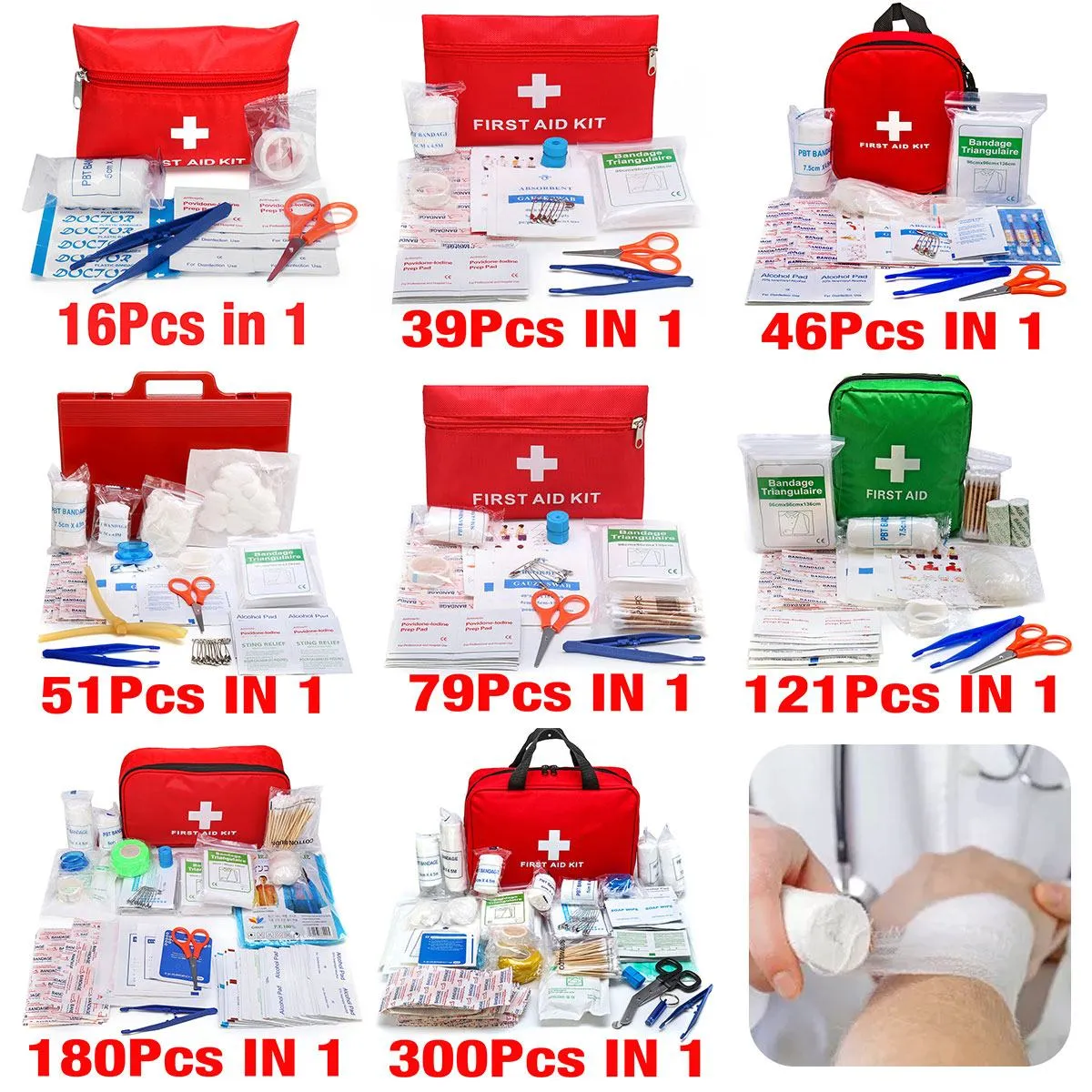 Trousse de premiers secours / mini sac d'urgence pour le camping 16 à 300 pièces BearHo - First Aid Kit