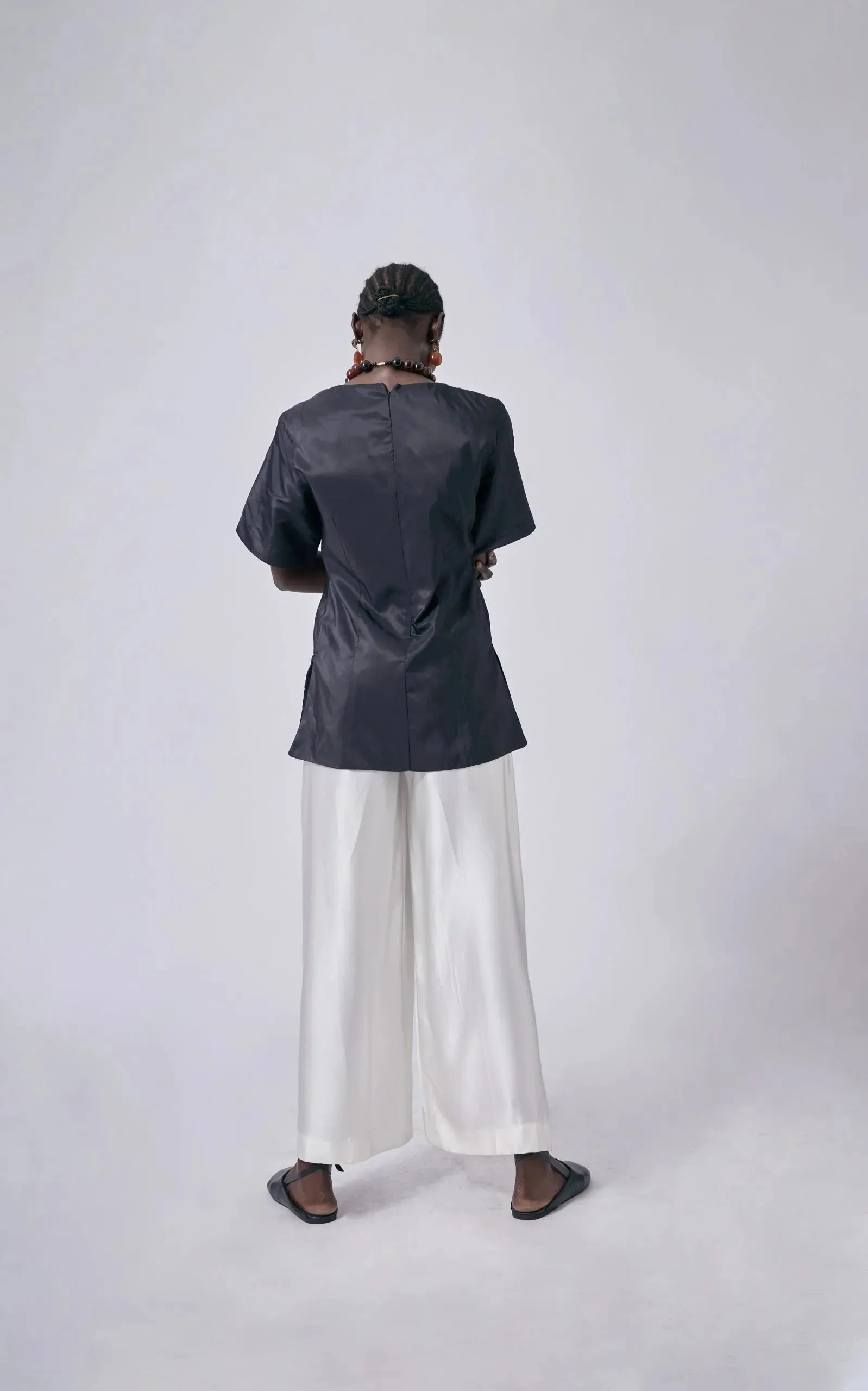 Tutu White Silk Satin Trouser