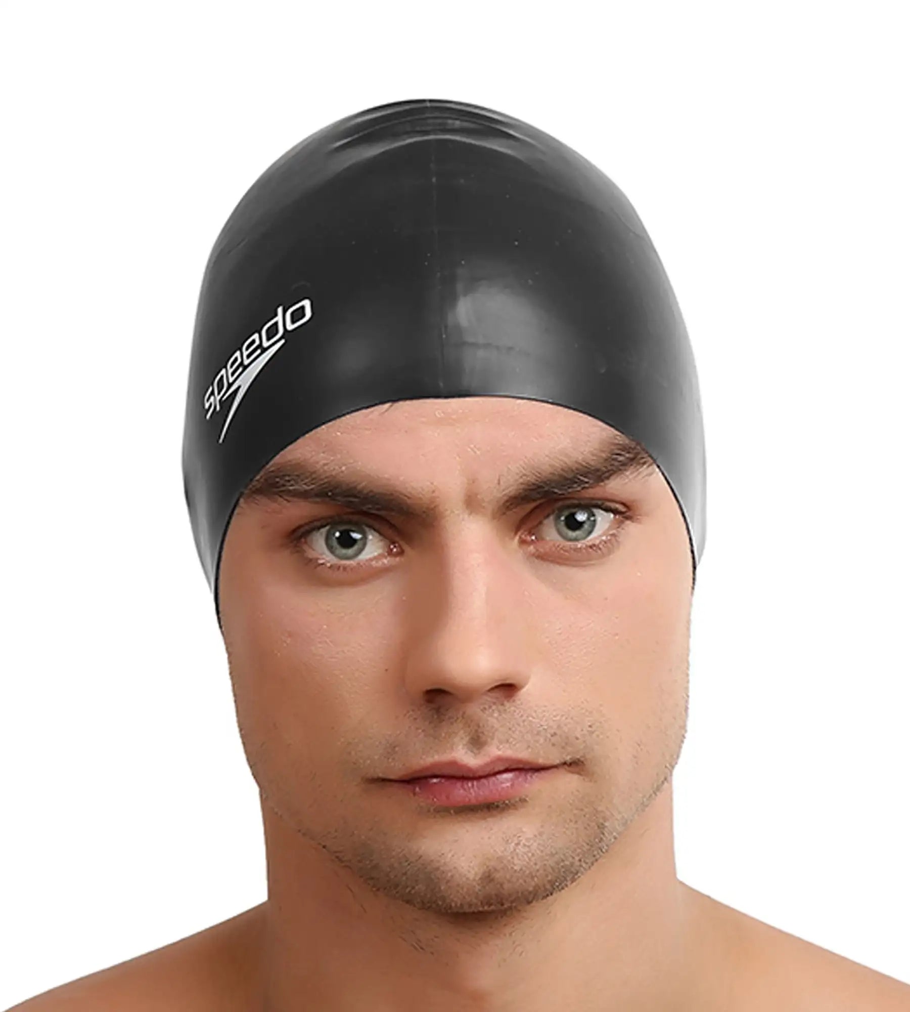 Unisex Adult Flat Silicone Swim Cap - Black