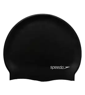 Unisex Adult Flat Silicone Swim Cap - Black