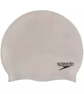 Unisex Adult Flat Silicone Swim Cap - Silver