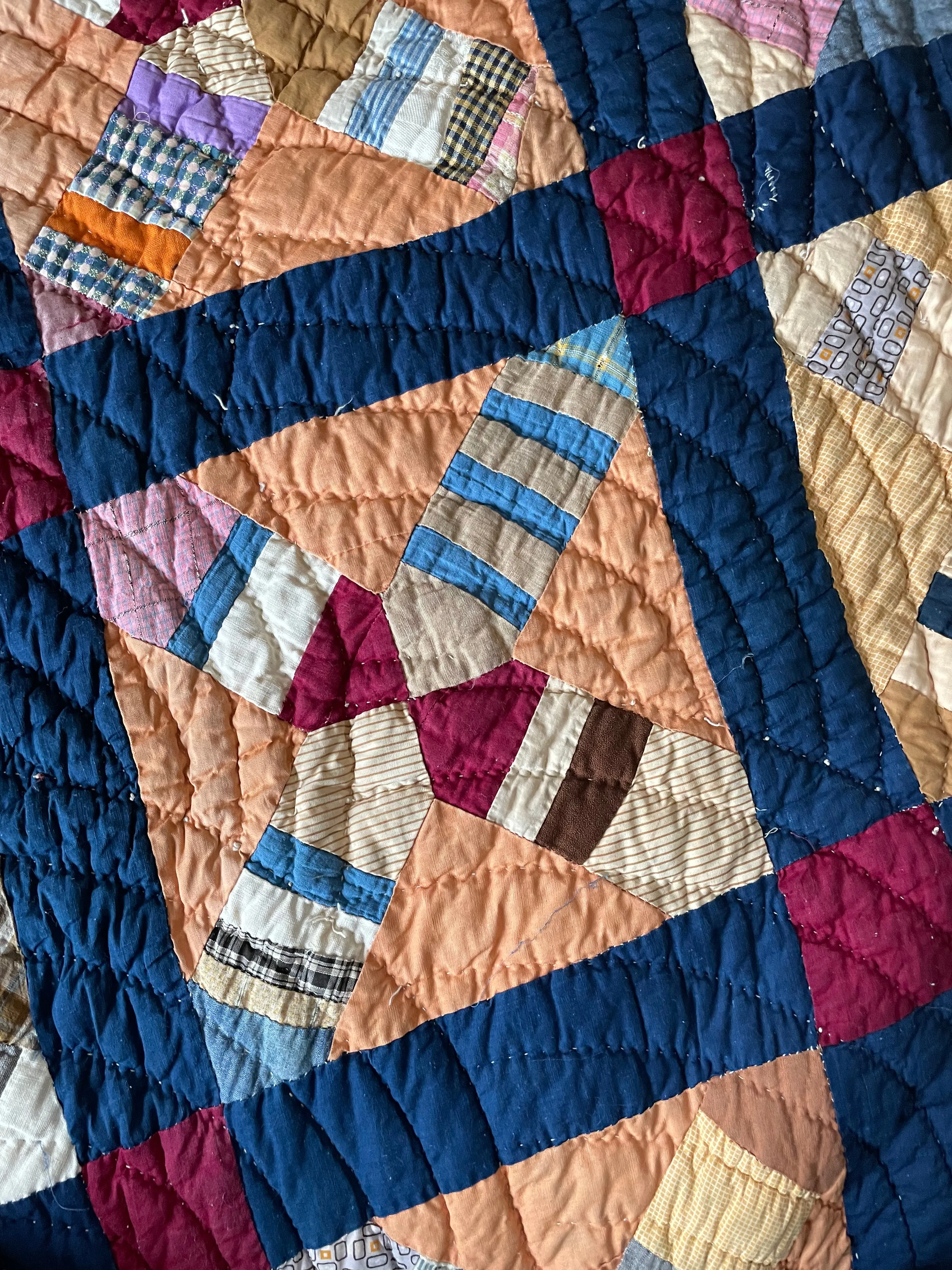 Vintage Cobalt Bars Quilt