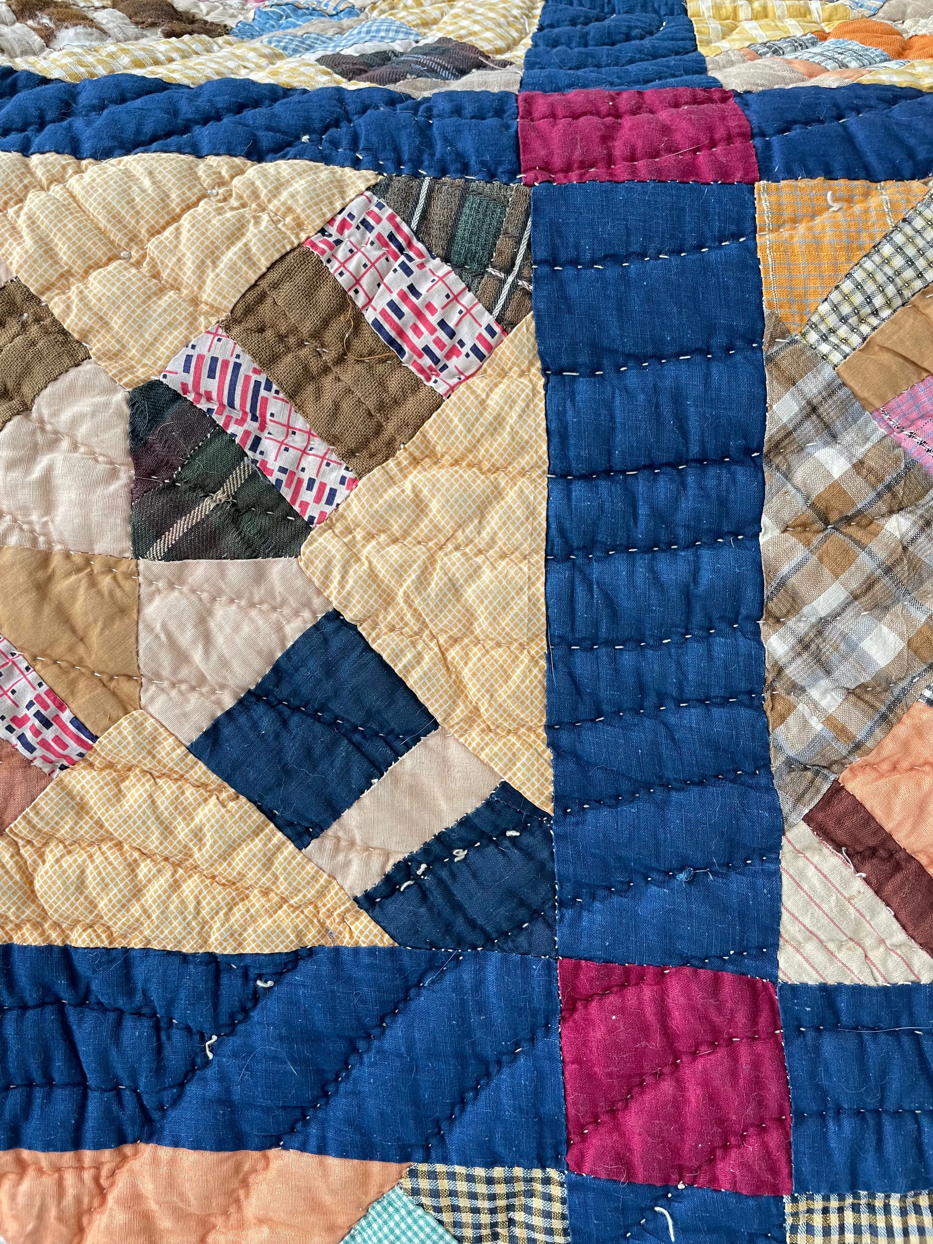 Vintage Cobalt Bars Quilt