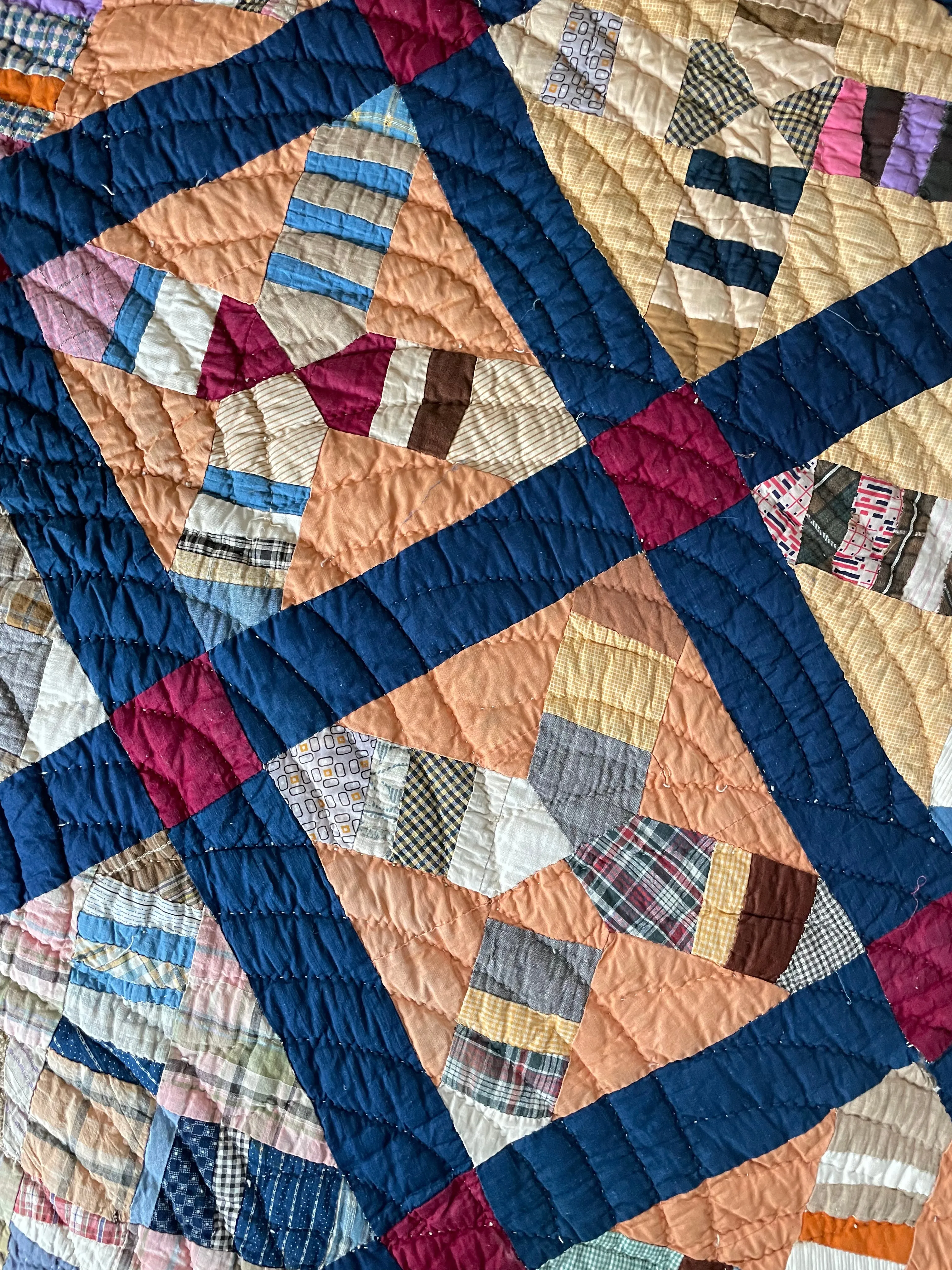 Vintage Cobalt Bars Quilt