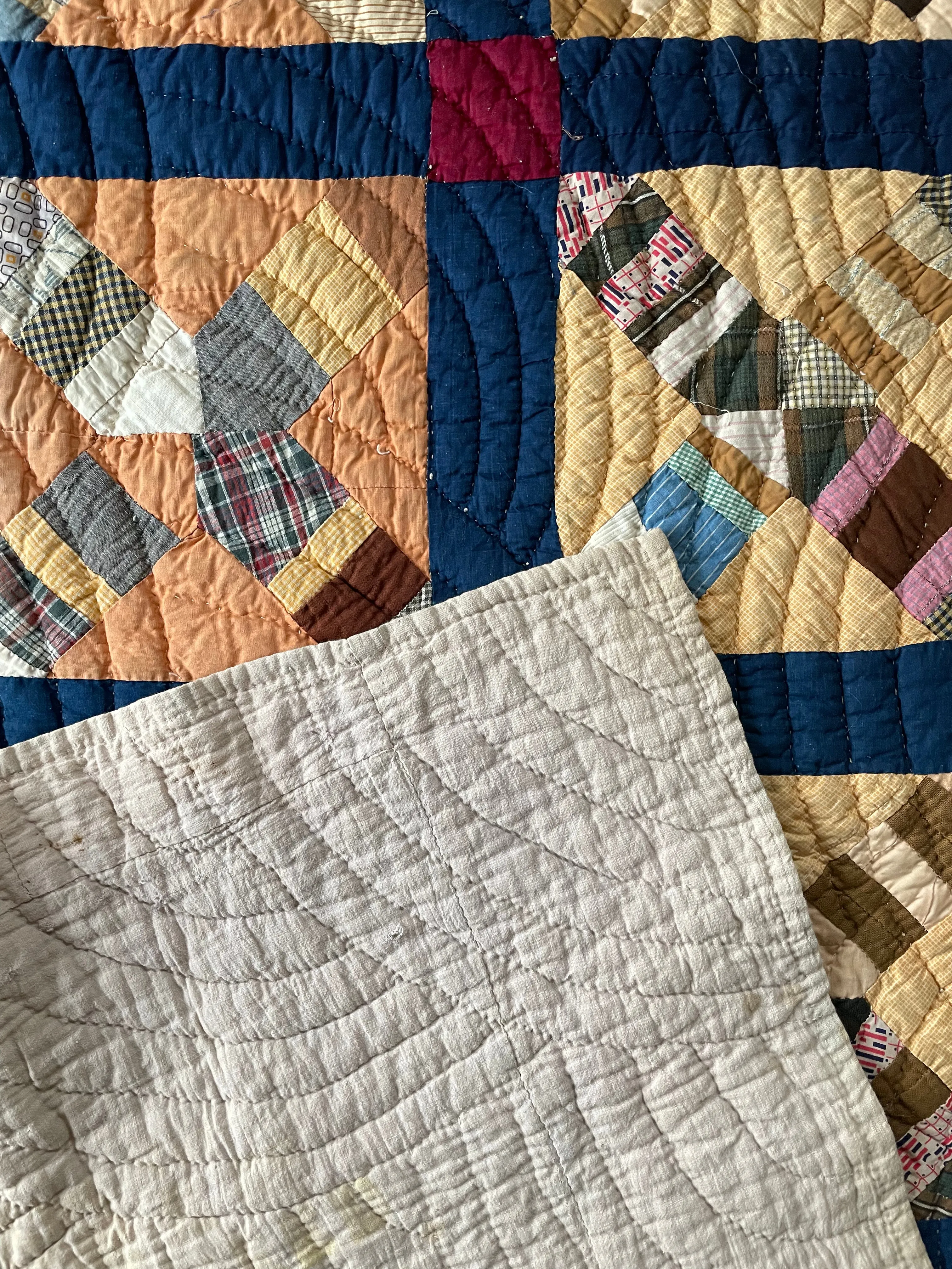 Vintage Cobalt Bars Quilt