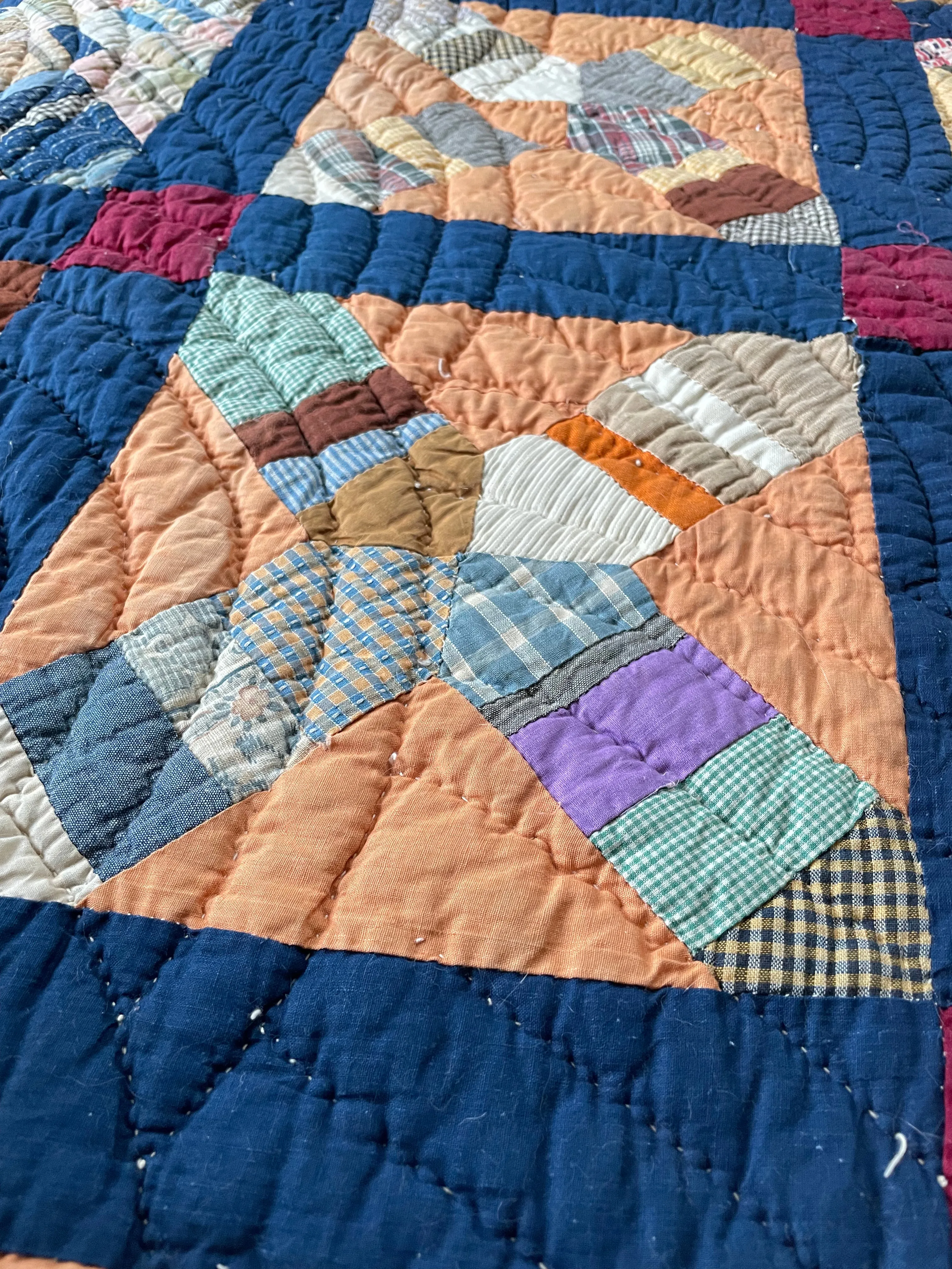 Vintage Cobalt Bars Quilt