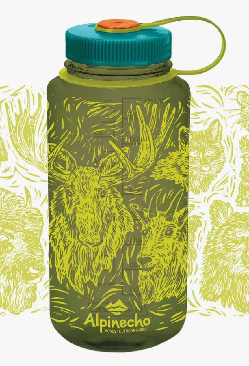 Wildlife Woodcut Water Bottle