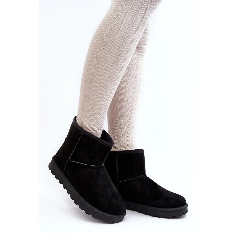 Women's Suede Insulated Snow Boots Black Nanga