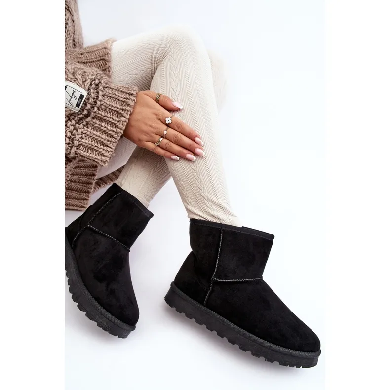 Women's Suede Insulated Snow Boots Black Nanga