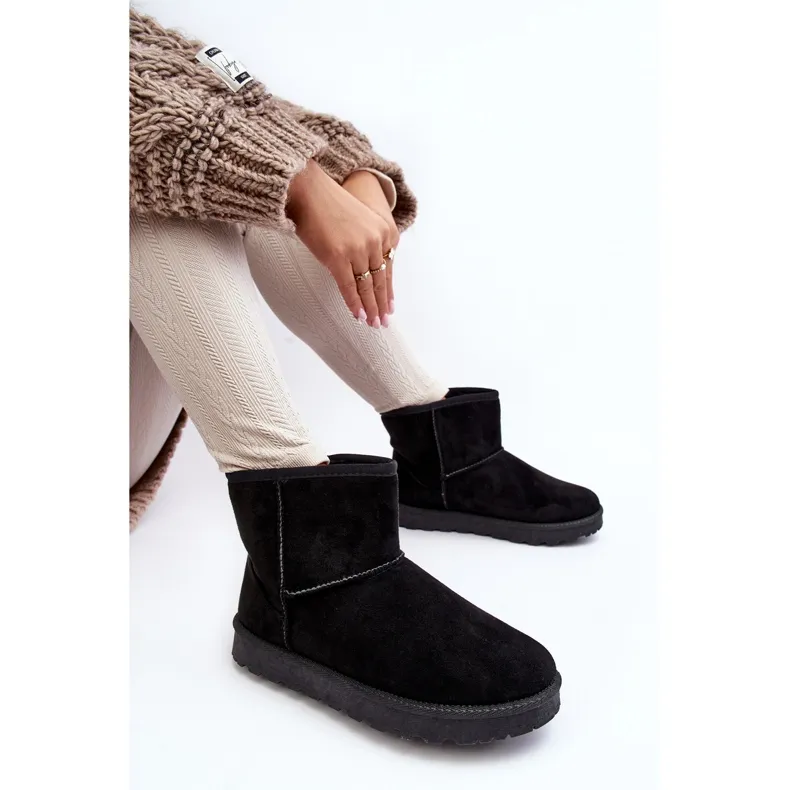 Women's Suede Insulated Snow Boots Black Nanga