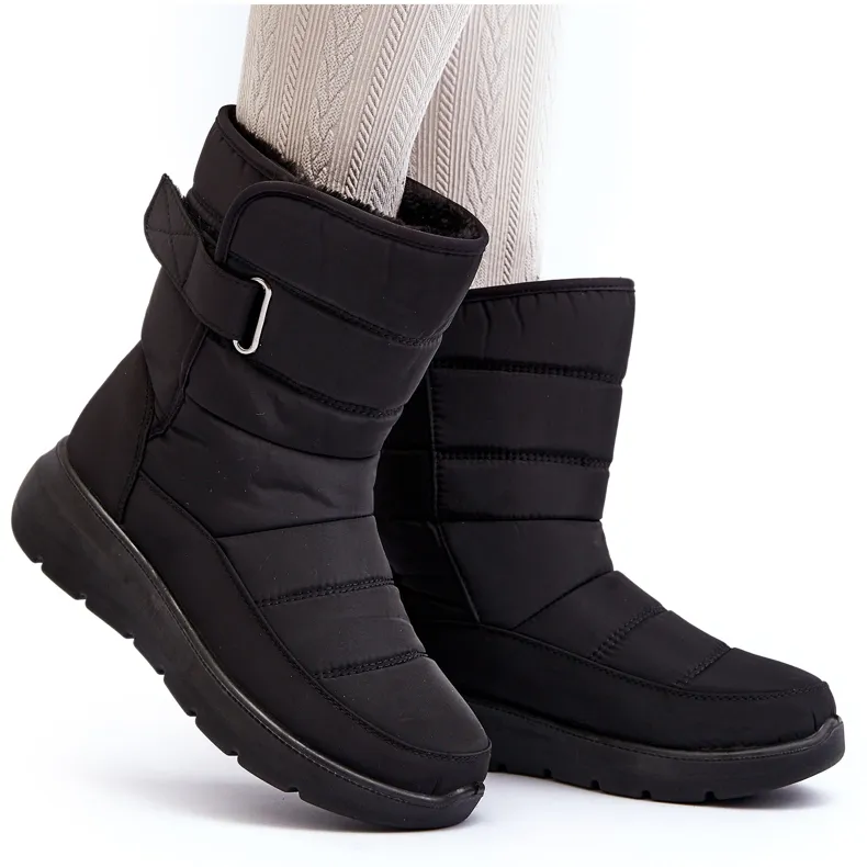 Women's Velcro Insulated Snow Boots Black Jawora