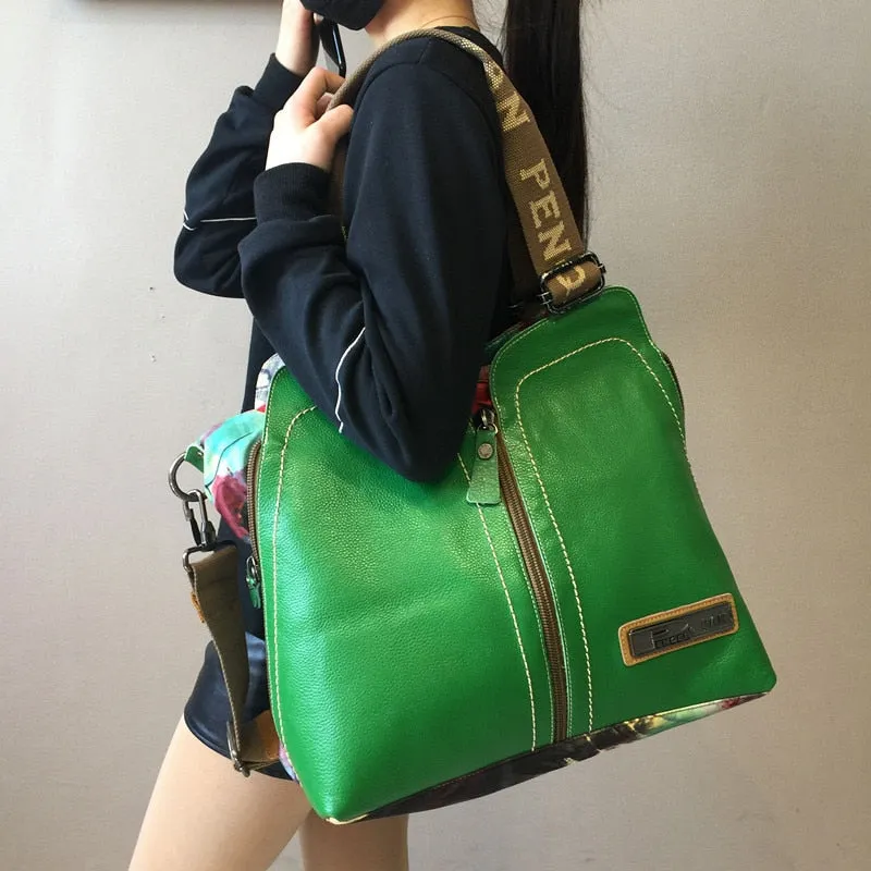 Women's Luxury Fashion Genuine Leather Big Portable Shoulder Handbag