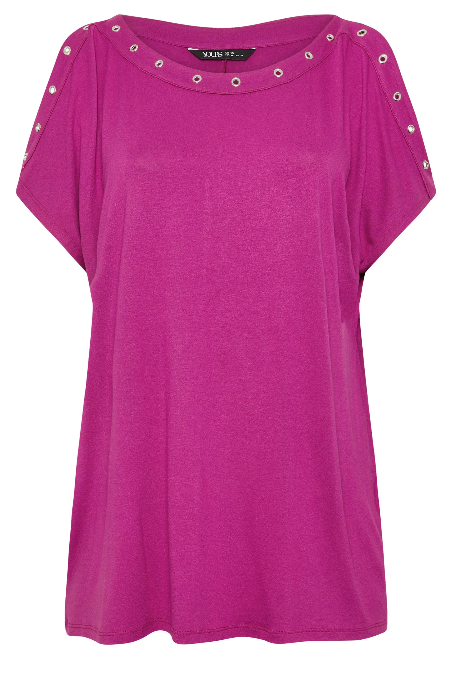 YOURS Curve Pink Eyelet Detail Cold Shoulder Top